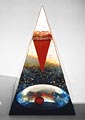 Red Spike - glass sculpture - red color inside