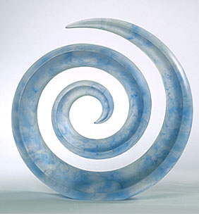 Blue Spiral - glass sculpture, mold melted crystal glass